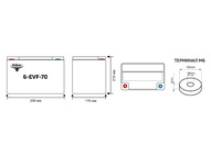 Тяговый аккумулятор RuTrike 6-EVF-70 (12V70A/H C3)